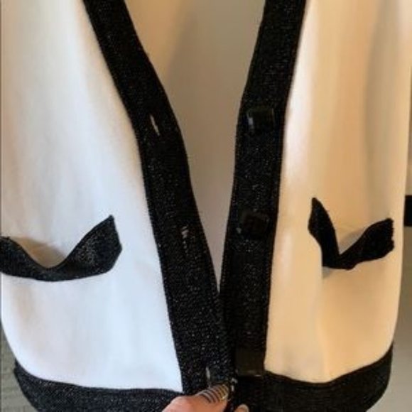 Free People Open Cardigan with Sparkly Black Trim - Picture 2 of 4